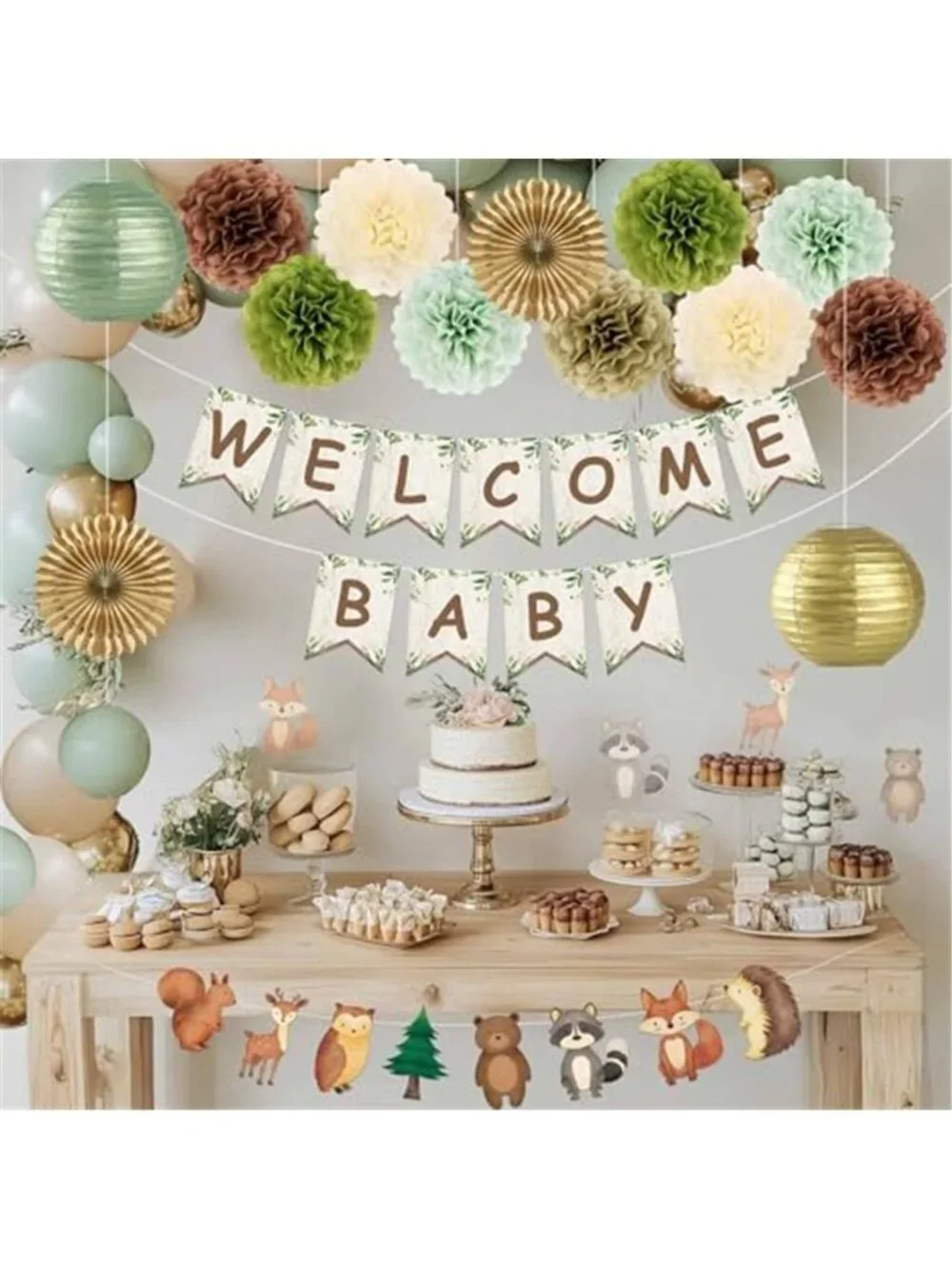 Woodland Baby Shower Decorations Forest Animals Welcome Baby Banner Party Decor
